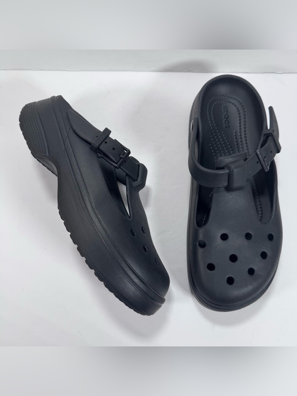 Crocs Black Classic Mary Jane Slip On Chunky Clogs Women Size 9
